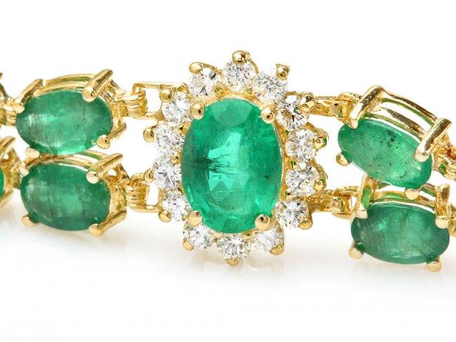 14k Gold 18ct Emerald 1.50ct Diamond Bracelet