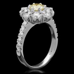 14K White Gold 0.80ct Fancy Color Diamond 2.72ct Diamond Ring