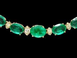 14k Gold 22ct Emerald 1.10ct Diamond Necklace