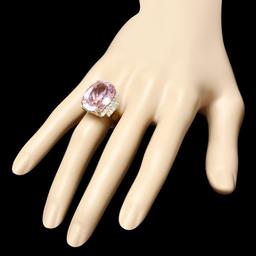 14k Gold 20.40ct Kunzite 0.70ct Diamond Ring