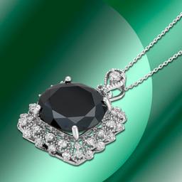 14K Gold 10.81cts Black Diamond Pendant