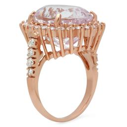 14K Gold 16.65ct Kunzite 1.46ct Diamond Ring