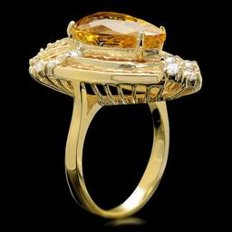 14k Yellow Gold 5.00ct Beryl 0.80ct Diamond Ring