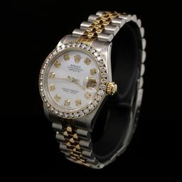 Rolex DateJust Two-Tone 31mm Custom Diamond Bezel Women's Wristwatch