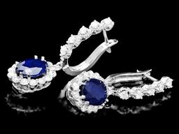 14k Gold 4ct Sapphire 1.40ct Diamond Earrings