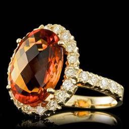 14k Gold 7.00ct Citrine 1.35ct Diamond Ring