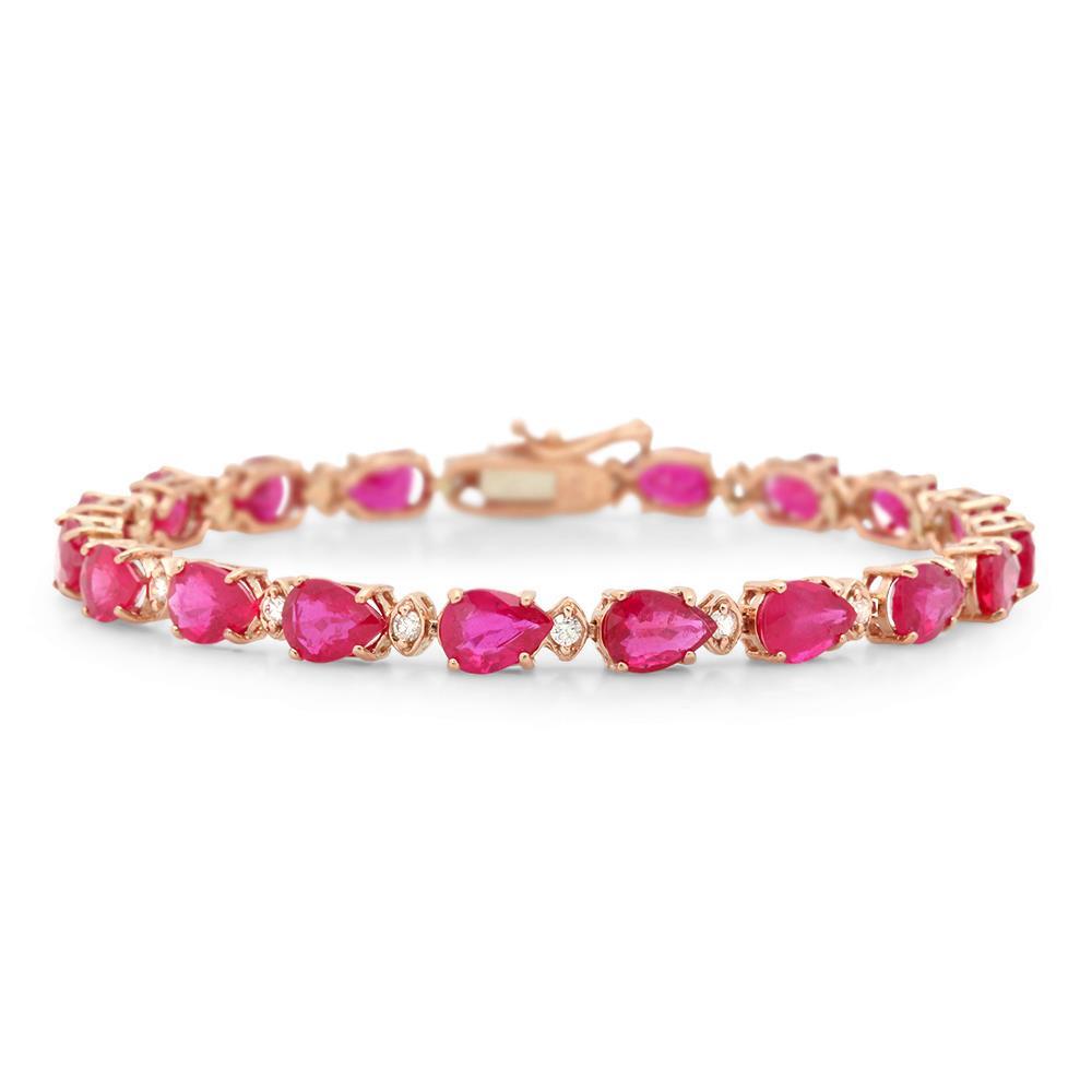 14K Gold 17.10ct Ruby 0.60cts Diamond Bracelet