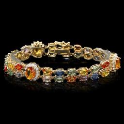 14k Gold 26.81ct Sapphire 1.50ct Diamond Bracelet