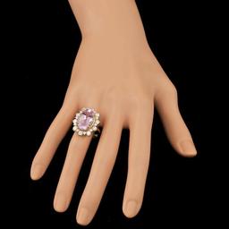 14k Gold 10.00ct Kunzite 1.55ct Diamond Ring