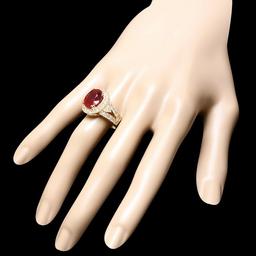 14k Yellow Gold 8.00ct Ruby 1.40ct Diamond Ring