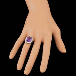 14k Gold 5.00ct Amethyst 1.00ct Diamond Ring