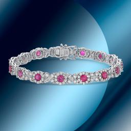 14K Gold 3.30cts Ruby & 4.20cts Diamond Bracelet