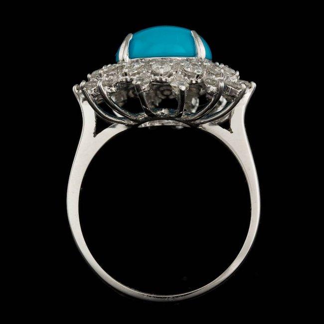 14k Gold 3.30ct Turquoise 0.75ct Diamond Ring