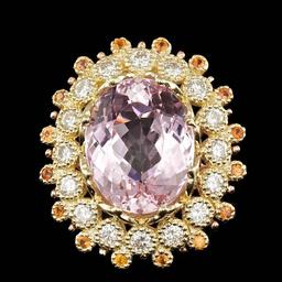 14k Gold 16.50ct Kunzite 1.80ct Diamond Ring