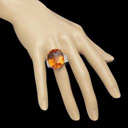 14K Gold 27.77ct Citrine 0.79ct Diamond Ring