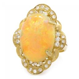 18k Yellow Gold 11.00ct Opal 0.80ct Diamond Ring