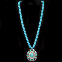 95.85ct Turquoise, 3.35ct Sapphire 1.78ct Diamond Necklace