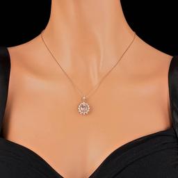 14k Rose 3.00ct Morganite 0.70ct Diamond Pendant