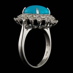 14k Gold 3.30ct Turquoise 0.75ct Diamond Ring