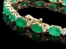 14k Gold 13ct Emerald 0.85ct Diamond Bracelet