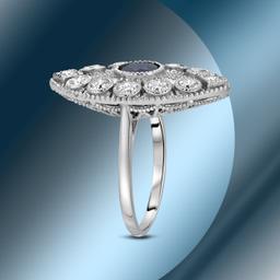 14K Gold 1.24cts Sapphire & 1.20cts Diamond Ring