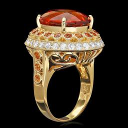 14k Gold 10.00ct Citrine 1.00ct Diamond Ring