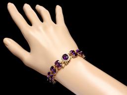 14k Gold 13ct Amethyst .55ct Diamond Bracelet