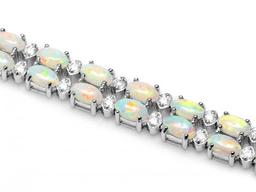 14k Gold 6.50ct Opal 1.20ct Diamond Bracelet