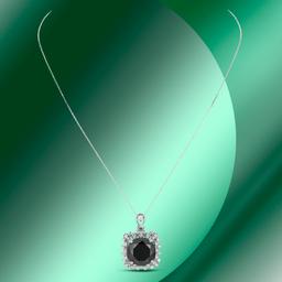 14K Gold 10.81cts Black Diamond Pendant