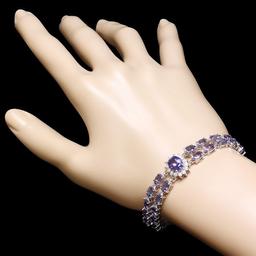 14k Gold 22ct Tanzanite 1.50ct Diamond Bracelet