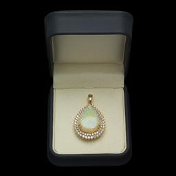 14K Gold 11.86ct Opal 2.35ct Diamond Pendant