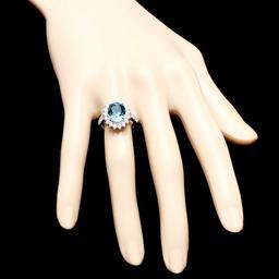 14k White Gold 6.00ct Zircon 0.85ct Diamond Ring