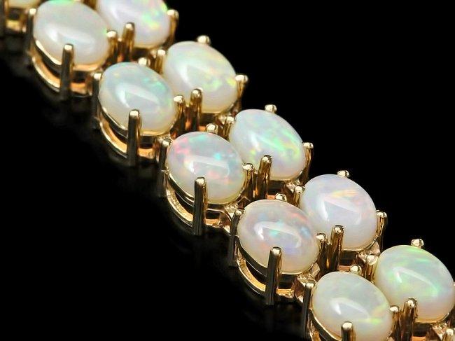 14k Yellow Gold 17ct Opal 0.50ct Diamond Bracelet