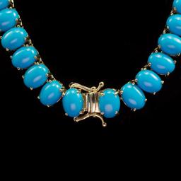 95.85ct Turquoise, 3.35ct Sapphire 1.78ct Diamond Necklace