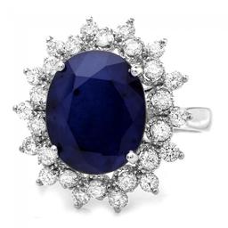 14k Gold 6.50ct Sapphire 0.90ct Diamond Ring