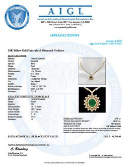18k Gold 3.75ct Emerald 10.95ct Diamond Necklace