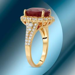 14K Gold 7.80cts Ruby & 1.22cts Diamond Ring