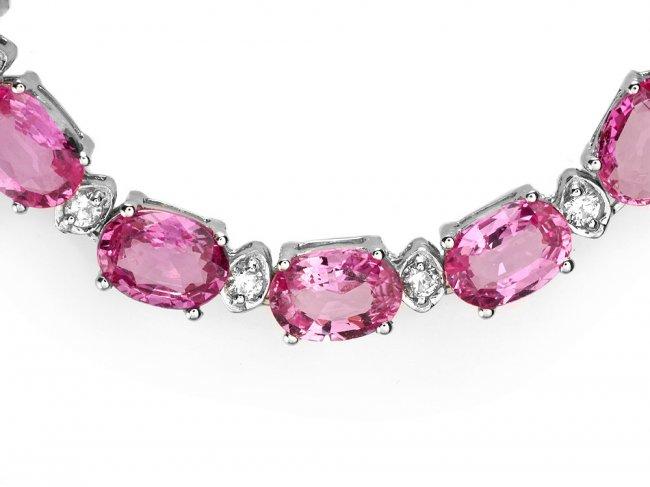 14k 40ct Pink Sapphire 1.50ct Diamond Necklace