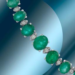 14K Gold 52.41cts Emerald & 1.80cts Diamond Necklace