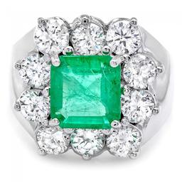 18k White Gold 2.00ct Emerald 2.60ct Diamond Ring