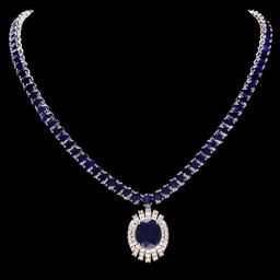 14k Gold 58ct Sapphire 1.80ct Diamond Necklace