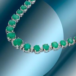 14K Gold 52.41cts Emerald & 1.80cts Diamond Necklace