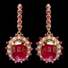 14k Gold 24.5ct Ruby 0.70ct Diamond Earrings