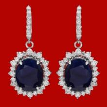 14k Gold 18.89ct Sapphire 3.12ct Diamond Earrings