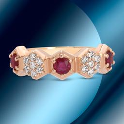 14k Gold 0.77cts Ruby & 0.37cts Diamond Ring