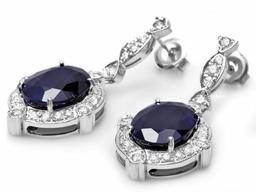 14k Gold 21ct Sapphire 1.70ct Diamond Earrings