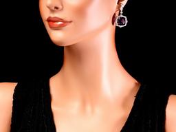 14k Gold 22ct Amethyst 1.75ct Diamond Earrings