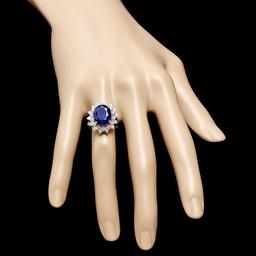 14k Gold 6.50ct Sapphire 0.90ct Diamond Ring