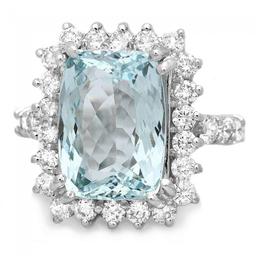 14k Gold 5.00ct Aquamarine 1.20ct Diamond Ring