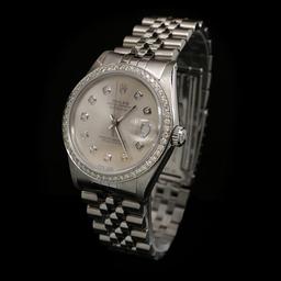 Rolex DateJust SS 36mm Custom Diamond Bezel Men's Wristwatch